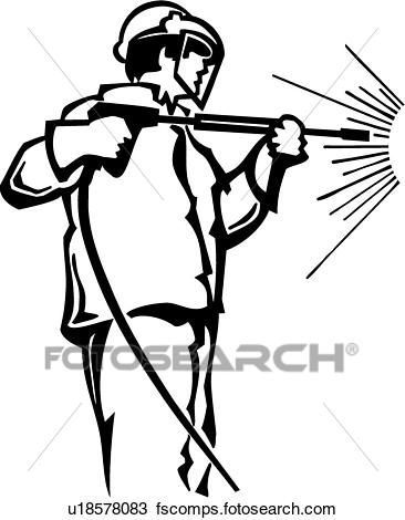366x470 Clipart Of Pressure Washer U18578083