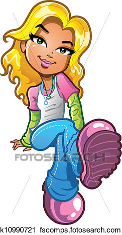 245x470 Clipart Of Pretty Sitting Blonde Girl K10990721