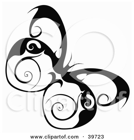 450x470 Clipart Illustration Of A Pretty Butterfly With Swirl Designs