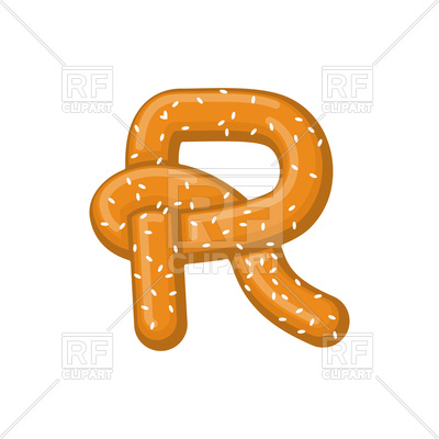 400x400 Letter R Made Of Pretzel Royalty Free Vector Clip Art Image