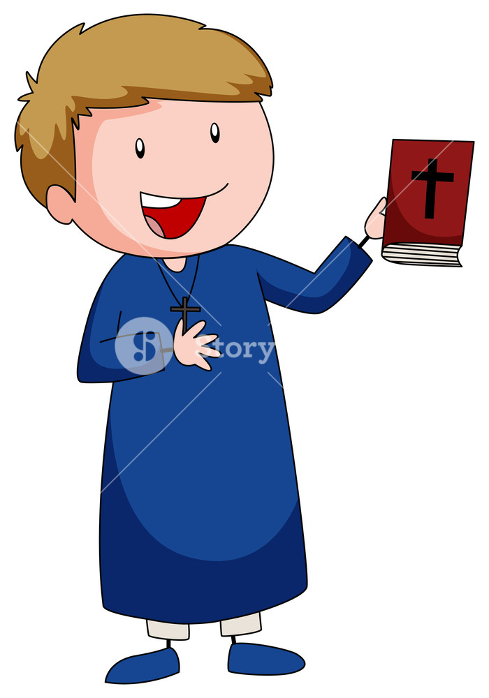 700x1000 Priest Carrying A Bible Book Illustration Royalty Free Stock Image