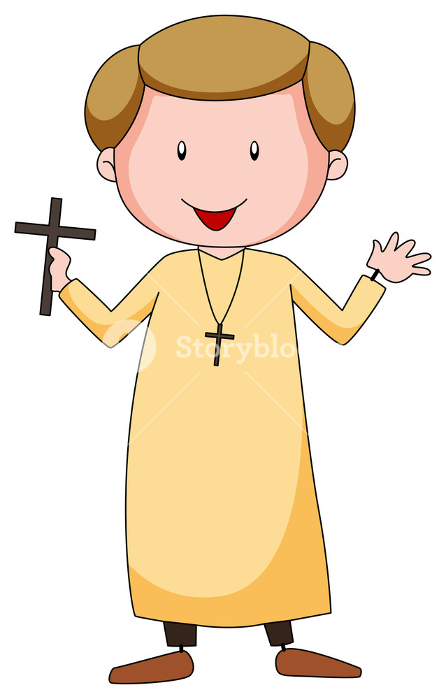 638x1000 Closeup Priest In Uniform Holding A Cross Royalty Free Stock Image