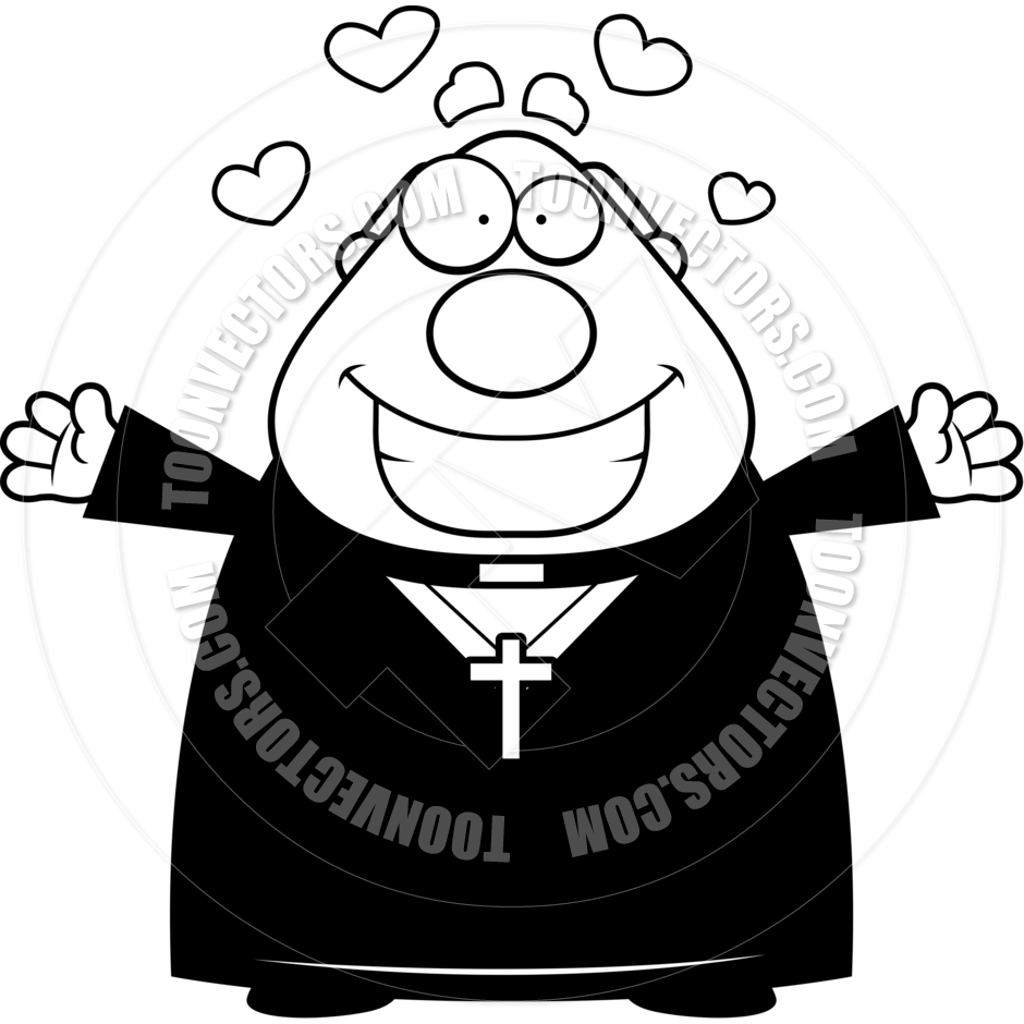 940x940 Cartoon Priest Hug (Black And White Line Art) By Cory Thoman