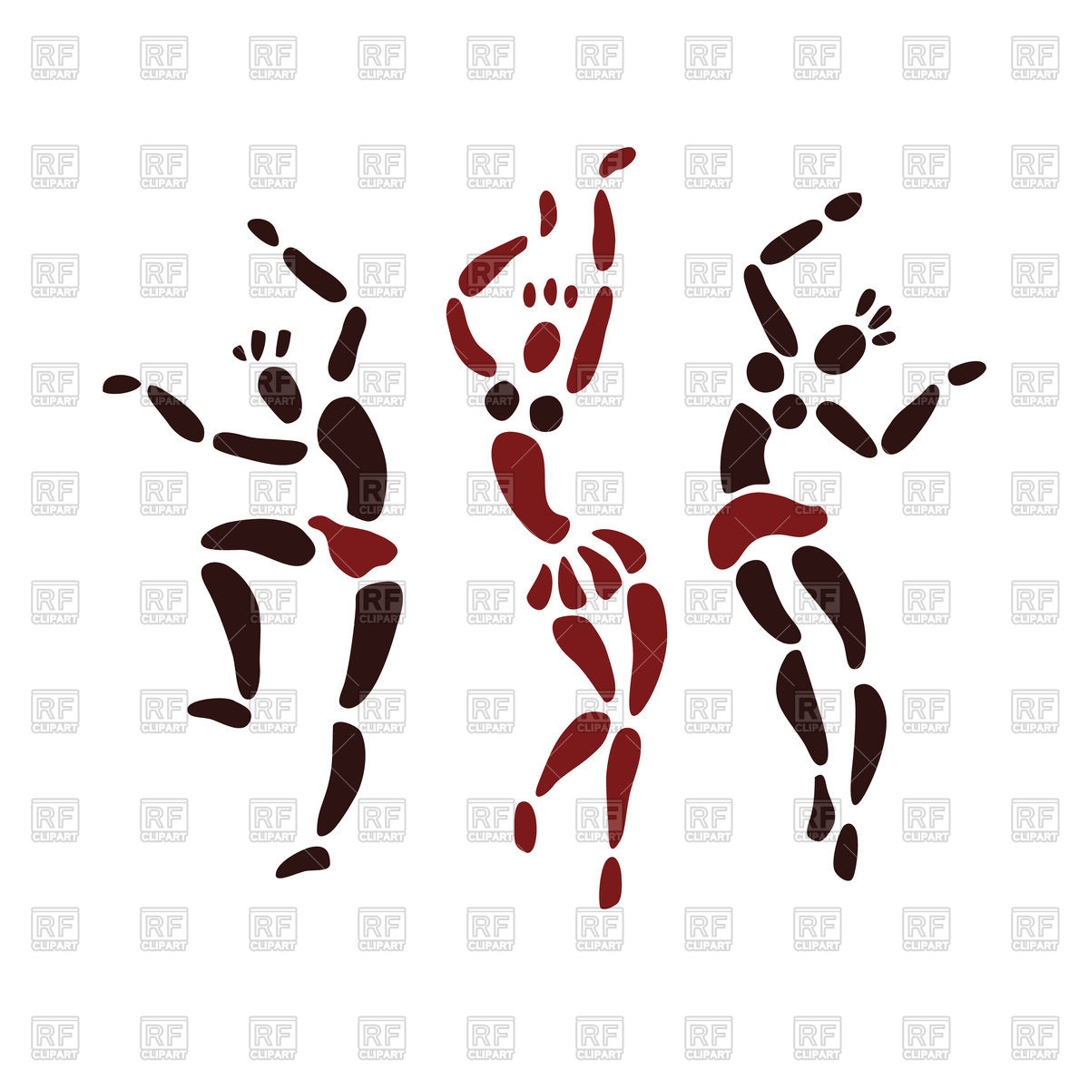 1200x1200 African Dancers In Primitive Art Style Royalty Free Vector Clip