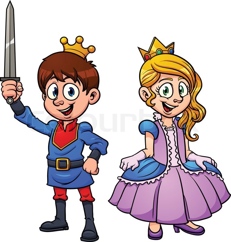 764x800 Cute Cartoon Prince And Princess. Vector Illustration With Simple