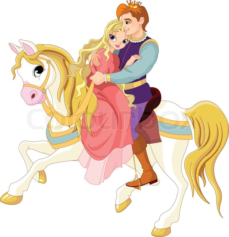 773x800 Prince And Princess On White Horse Stock Vector Colourbox