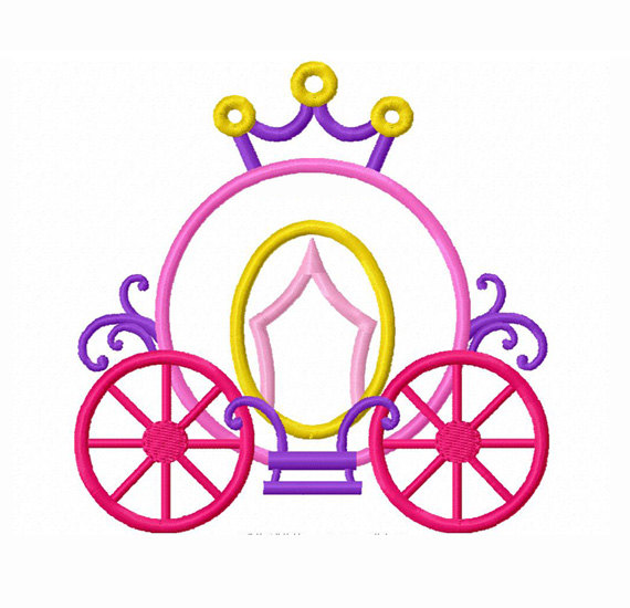 570x550 Princess Carriage Applique Machine Embroidery Design No0090