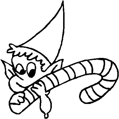 411x411 Printable Christmas Coloring Page Elf With A Candy Cane