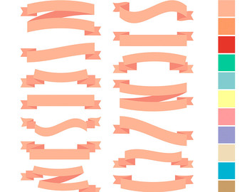 340x270 Orange Ribbon Banners Clip Art. Wedding Tag Label Frame Cute