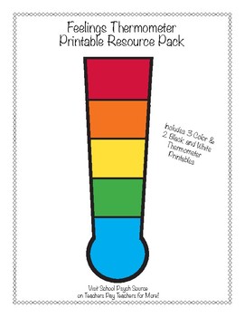 270x350 Feelings Thermometer Printable Resource Pack By School Psych Source