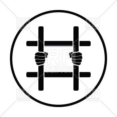 400x400 Thin Circle Design Of Hands Holding Prison Bars Icon Royalty Free