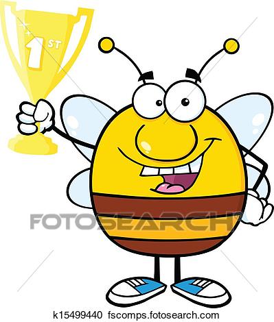 399x470 Clipart Of Bee Holding First Prize Trophy Cup K15499440