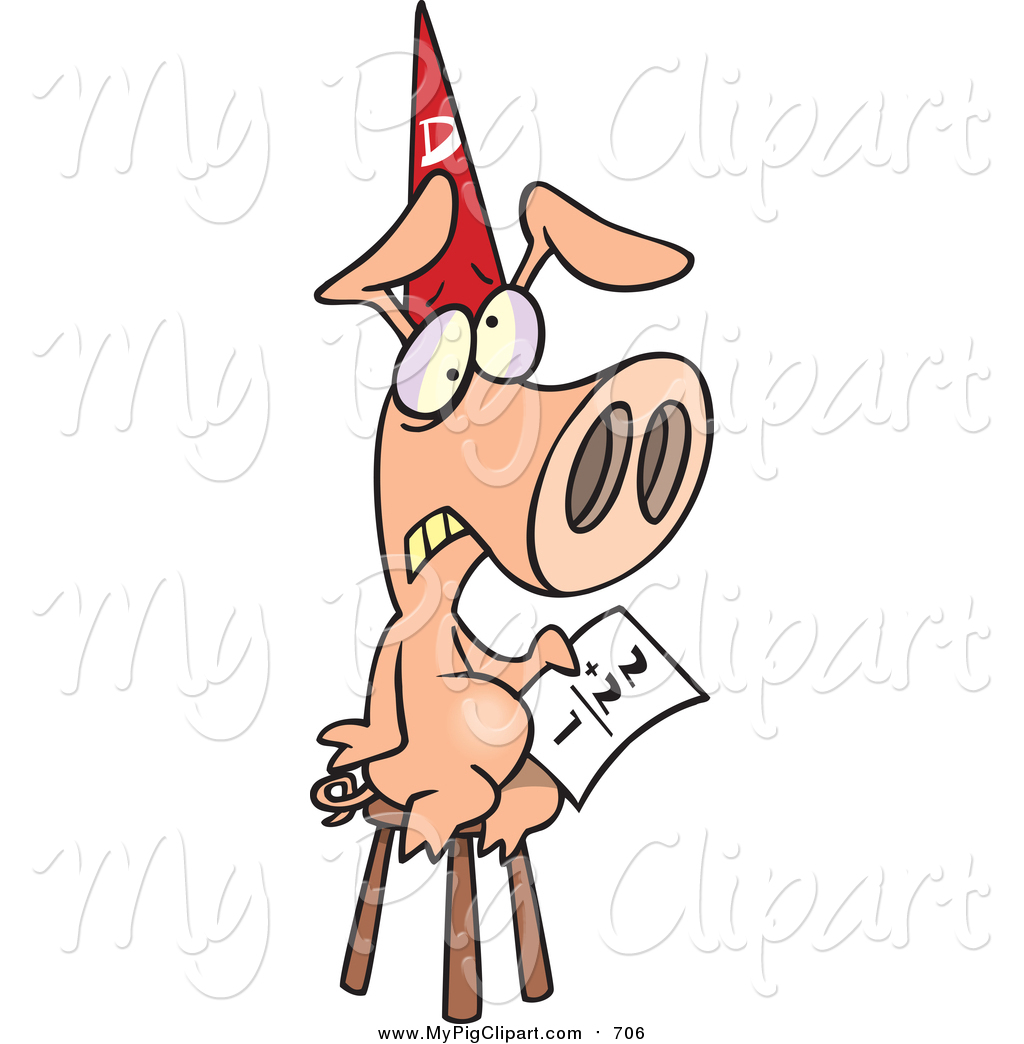 1024x1044 Swine Clipart Of A Cartoon Pig Wearing A Dunce Hat And Sitting