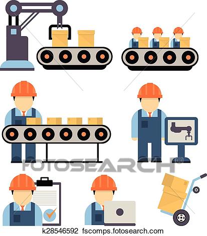 413x470 Clipart Of Production Process Vector Illustration K28546592