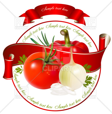 390x400 Label For A Product (Ketchup, Sauce) With Vegetables Royalty Free