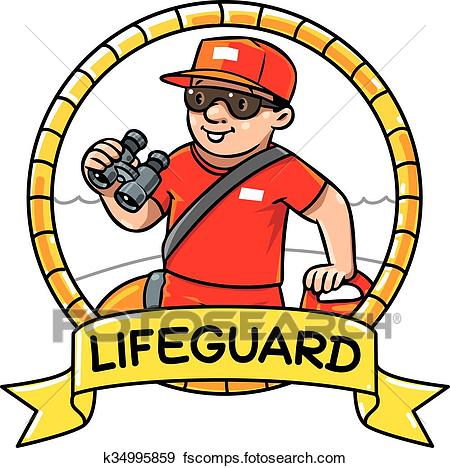 450x468 Clip Art Of Funny Lifeguard. Emblem. Profession Abc Series