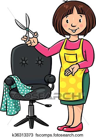327x470 Clipart Of Funny Hairdresser Or Barber. Profession Abc Series