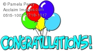 300x164 Clip Art Illustration Of A Congratulations! Text Banner With Balloons