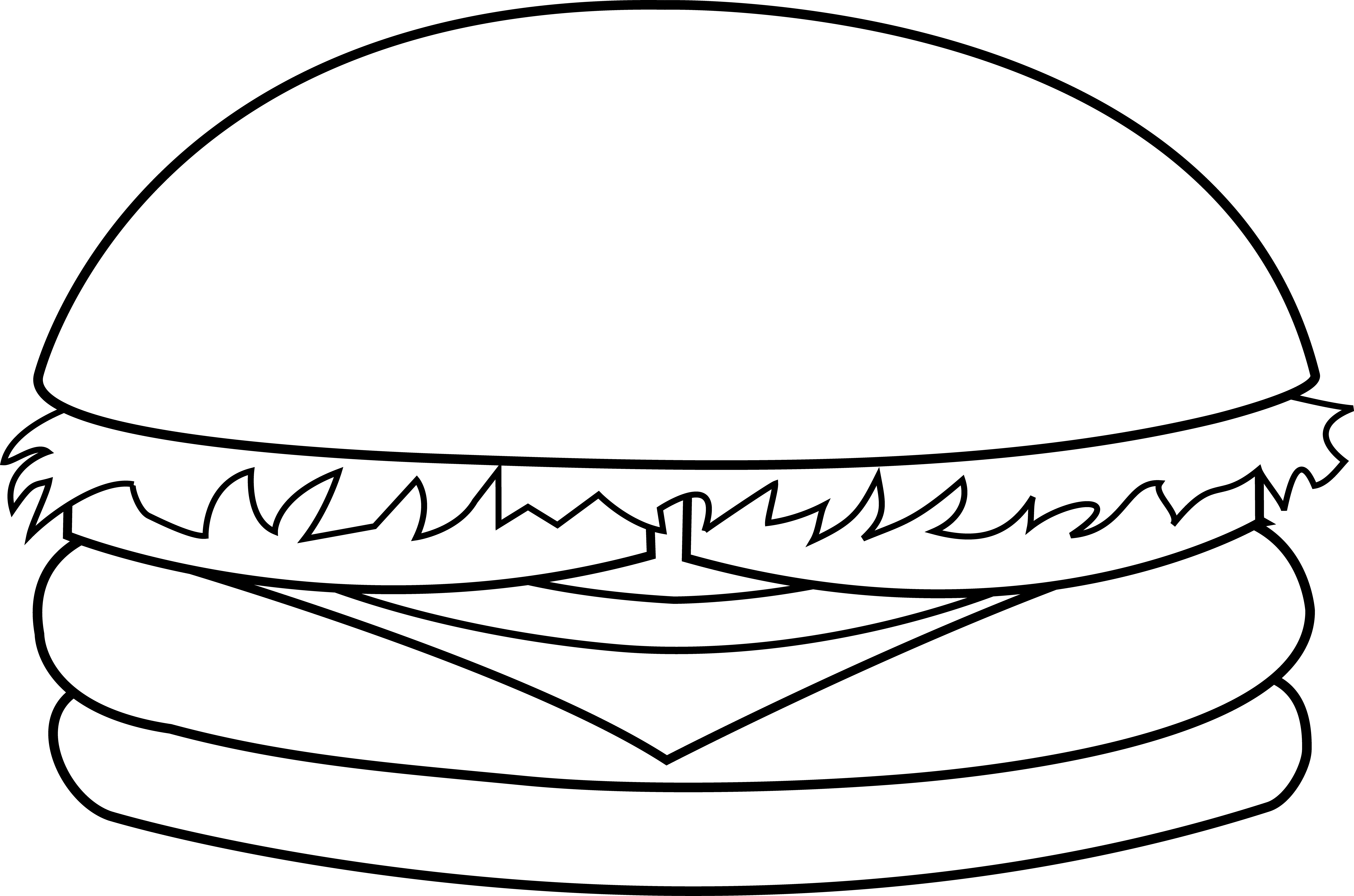 7615x5039 Colorable Hamburger Line Art
