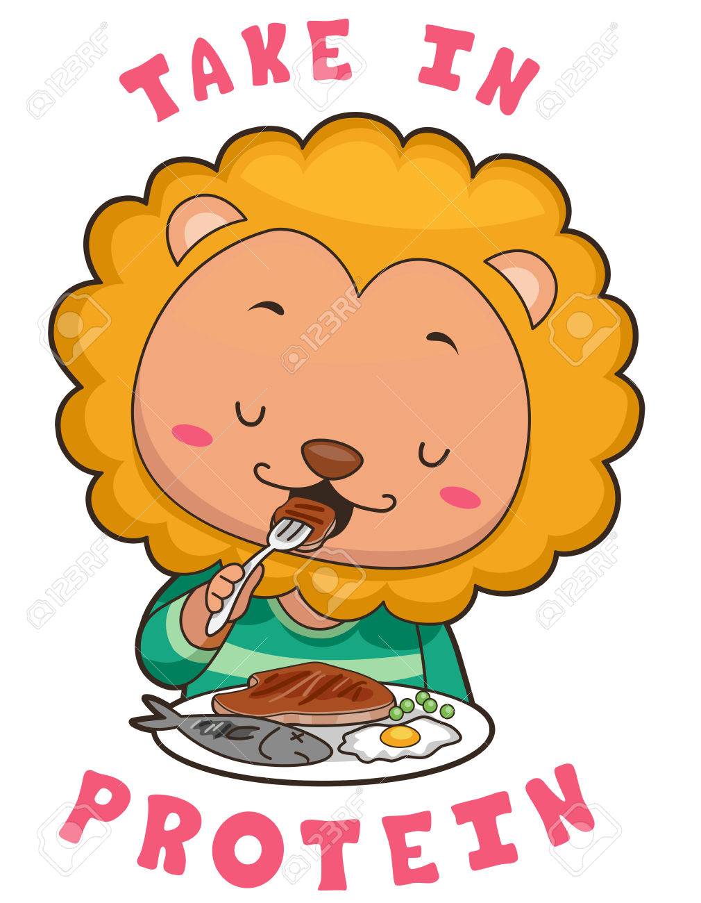 1010x1300 Mascot Illustration Featuring A Cute Little Lion Happily Eating
