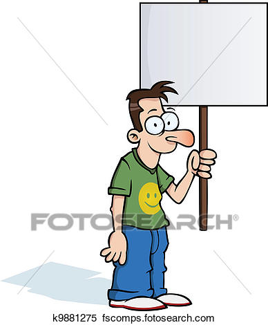 388x470 Clipart Of Happy Man With Protest Sign K9881275