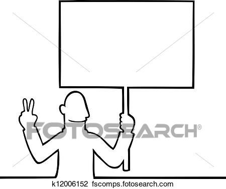 450x377 Clipart Of Man Holding A Peace Protest Sign K12006152