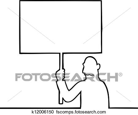 450x377 Clipart Of Sad Man Holding A Protest Sign K12006150