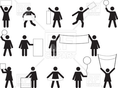 400x301 Pictograms Of Women With Blank Banners