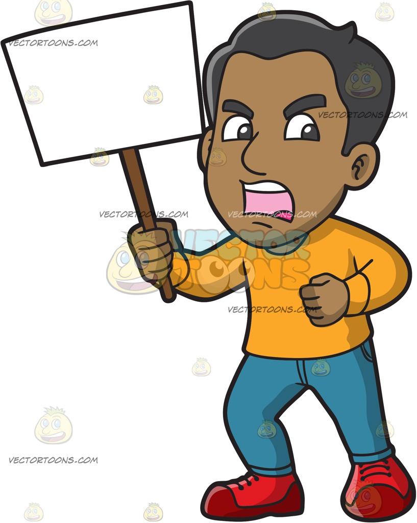 817x1024 A Furious Man In Protest Cartoon Clipart