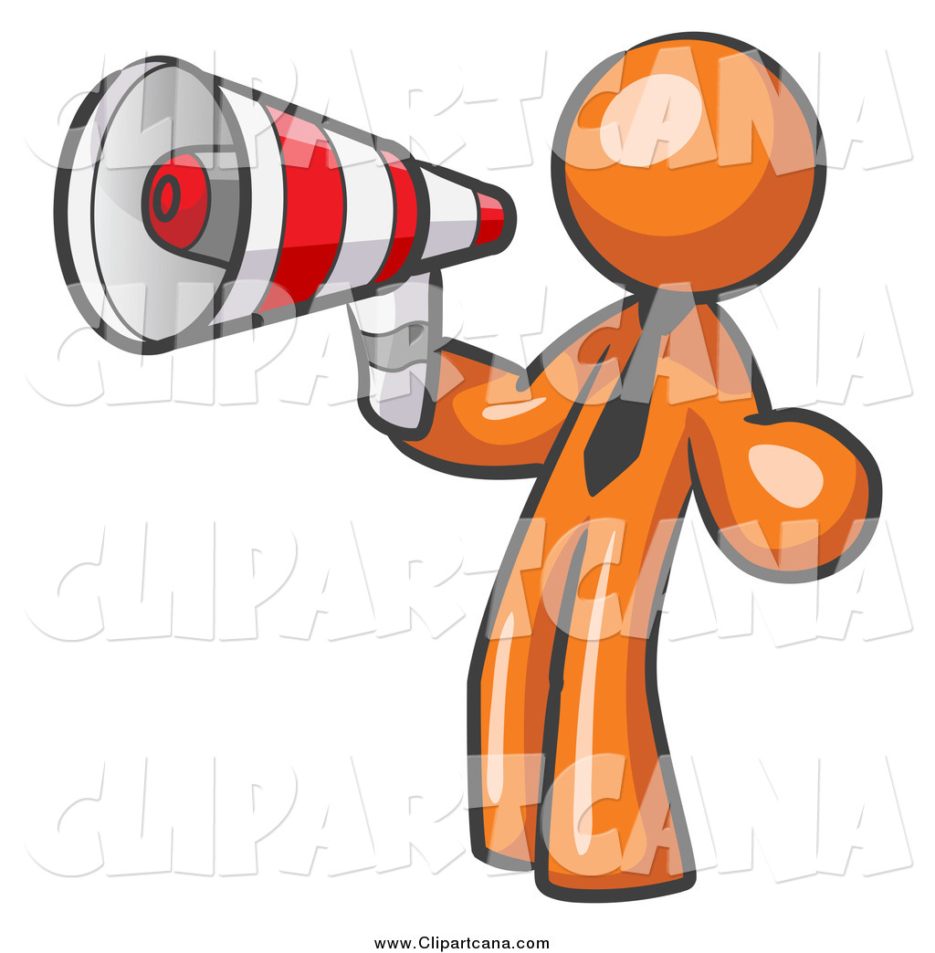 1024x1044 Clip Art Of A Business Orange Man Announcing With A Megaphone By