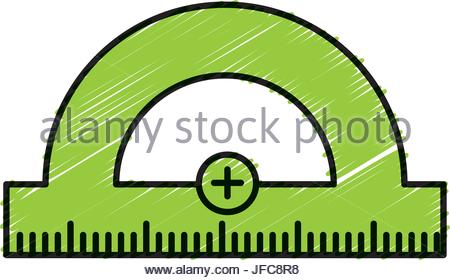 450x280 Ruler Icon. Ruler Symbol. Protractor. Office Supply Objects. Flat