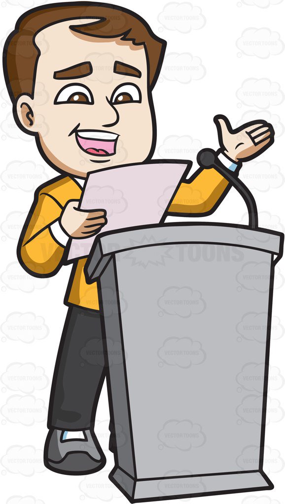 578x1024 A Man Reading His Speech From A Piece Of Paper Cartoon Clipart