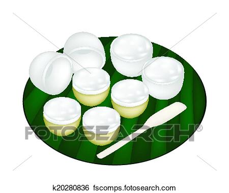 450x380 Clip Art Of Thai Dessert Of Coconut Pudding On Banana Leaf