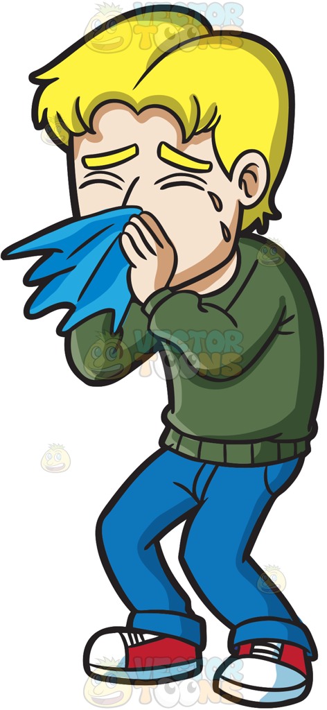 472x1024 A Guy Blowing His Nose Cartoon Clipart
