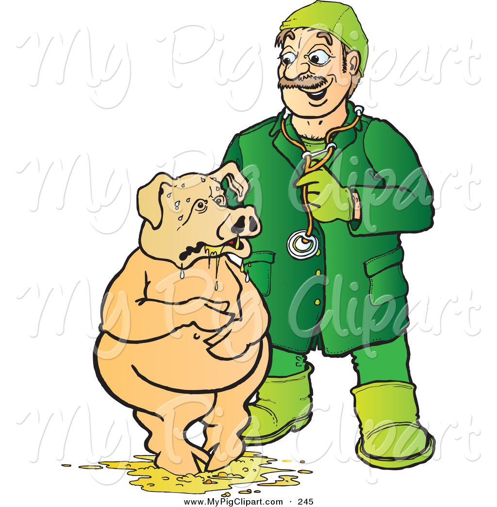 1024x1044 Swine Clipart Of A Caucasian Veterinarian Attending To A Pig