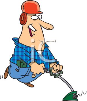 301x350 Lawn Man Weed Eating Clipart