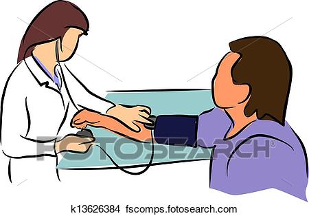450x314 Drawings Of Doctor Is Checking Patient Pulse K13626384