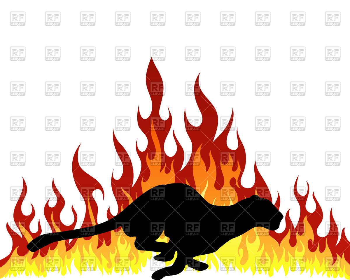 1200x960 Puma Silhouette With Flame Tongues Royalty Free Vector Clip Art
