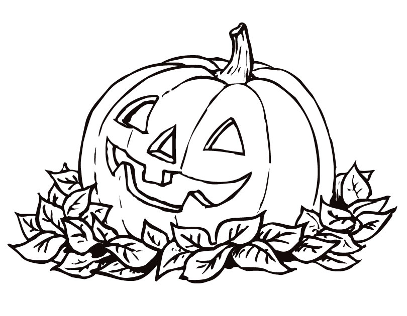 810x630 Printable Pumkin And Leaf Coloring Page
