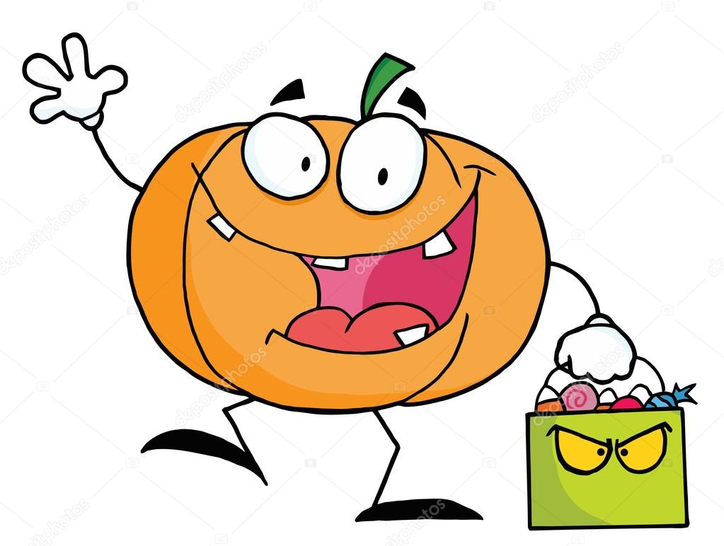 1023x772 Cartoon Pumkin With Bag Stock Photo Hittoon