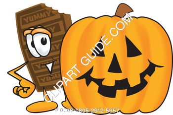 350x232 Clipart Cartoon Chocolate Bar With Halloween Pumpkin