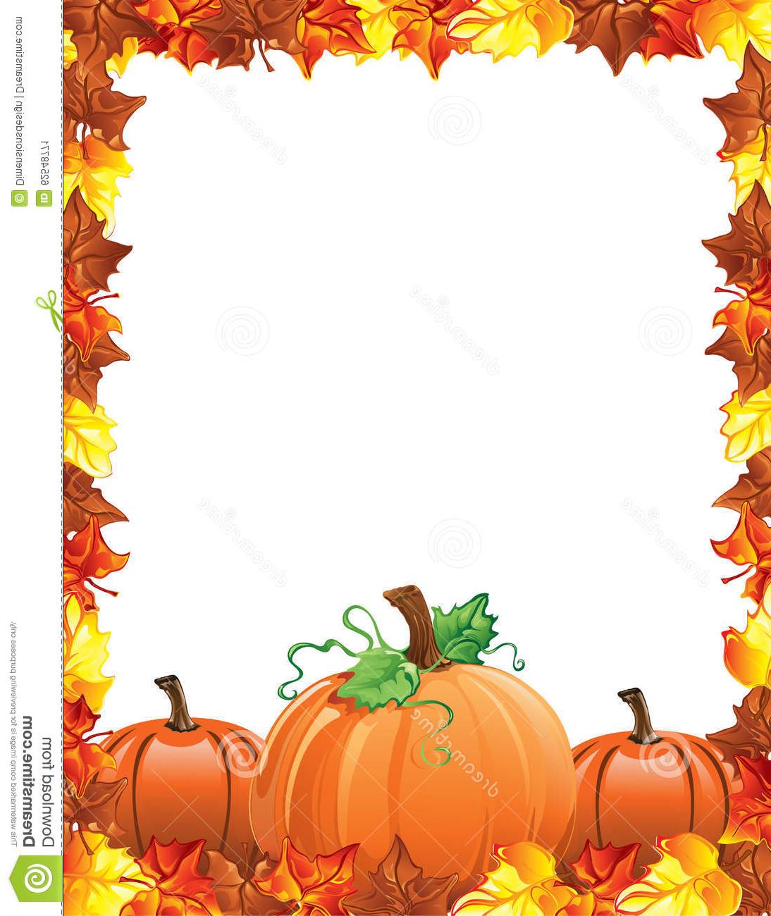 1094x1300 Hd Fall Leaves Pumpkins Border Illustration Autumn Design