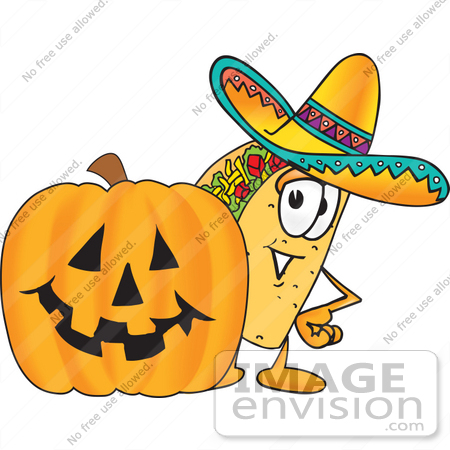450x450 Clip Art Graphic Of A Crunchy Hard Taco Character With A Carved