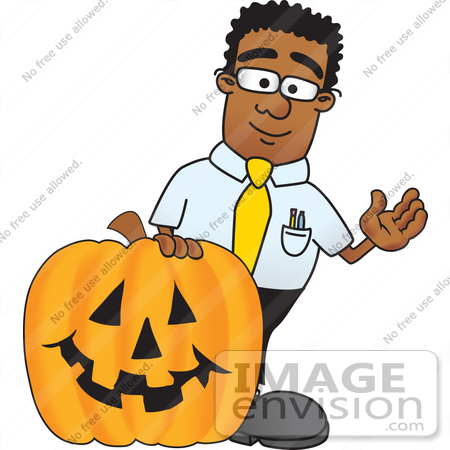 450x450 Clip Art Graphic Of A Geeky African American Businessman Cartoon