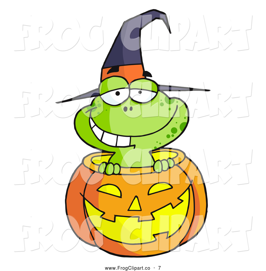 1024x1044 Clip Art Of A Happy Witch Costume Frog In A Carved Halloween