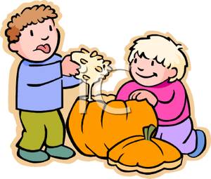 300x255 Image A Boy And Girl Taking The Seeds Out Of A Pumpkin