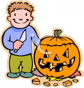 288x300 Picture A Young Boy Carving A Pumpkin On Halloween