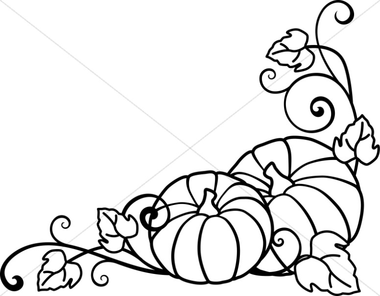 776x605 Pumpkins And Vines Lineart Harvest Day Clipart