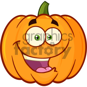 300x300 Royalty Free Happy Orange Pumpkin Vegetables Cartoon Emoji Face