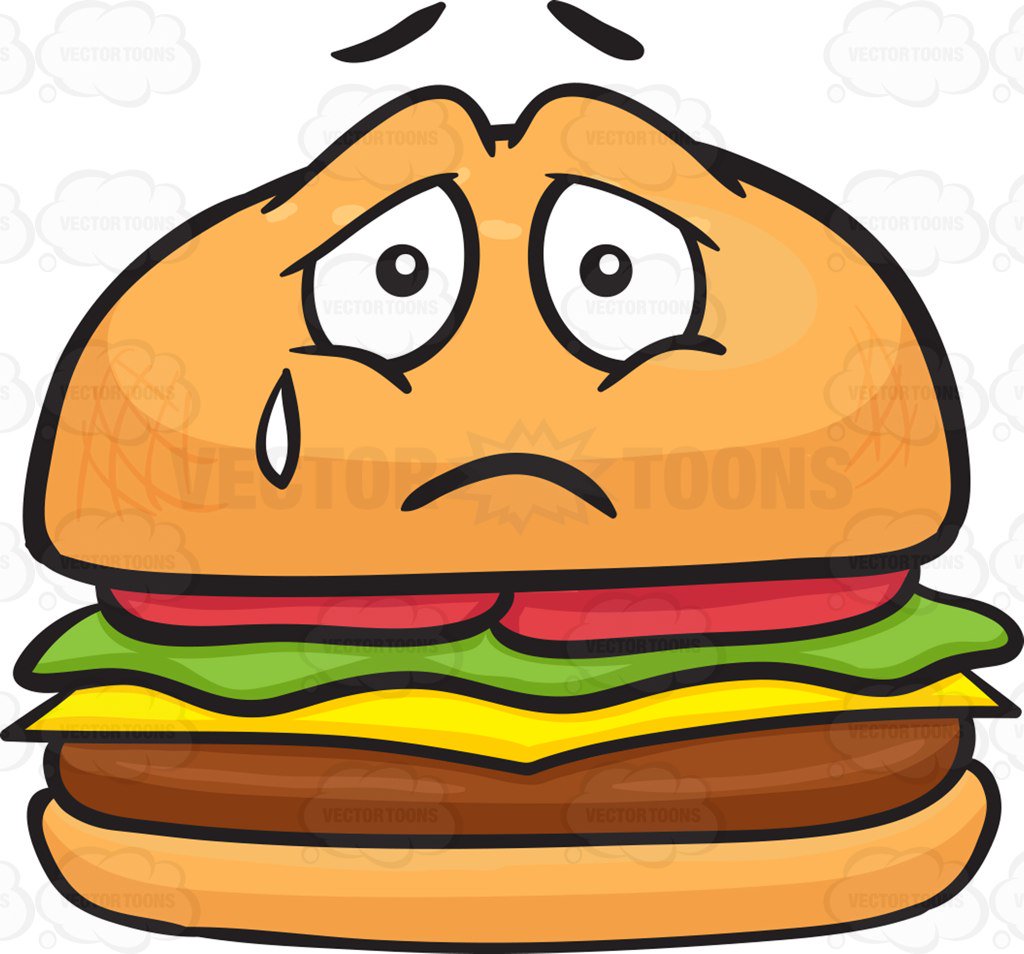 1024x954 Cheeseburger Expressing Sadness With A Tear Cartoon Clipart
